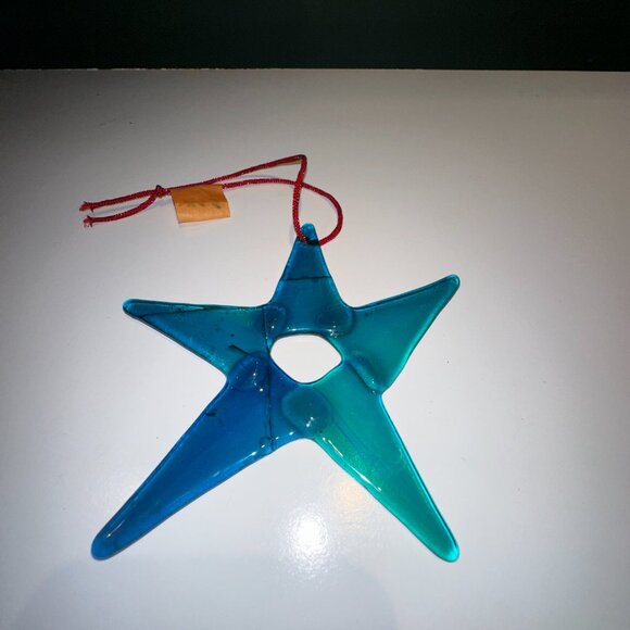 #5102 STAR MULTI COLOR 5 POINT ORNEMENT CIRCULAR FUSED SUN CATCHER  COLLECTABLE - Picture 13 of 13